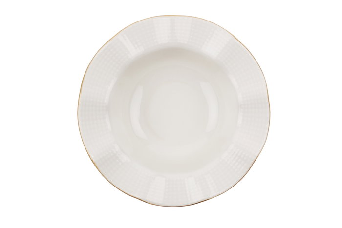 Hermia MLN24Y2694R520 Vajilla de Porcelana 24 Piezas Crema y Dorado Apta para Microondas